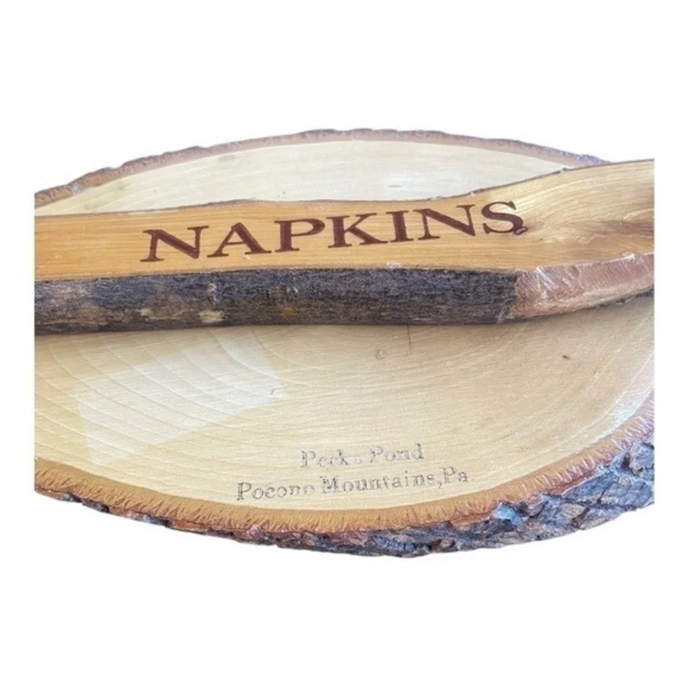 Pocono Mountains Wood Bark Napkins Holder Rustic Farmhouse Organizer 11x6